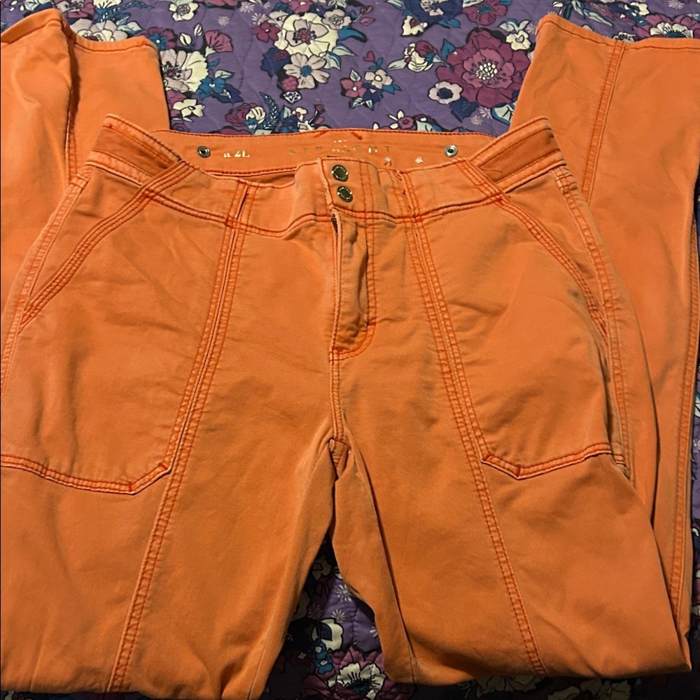 White House Black Market High Rise Orange Jeans